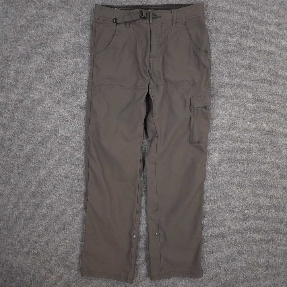 PrAna Stretch Zion Pants Mens 28X29* Gray Belted Roll Up Performance Outdoor
